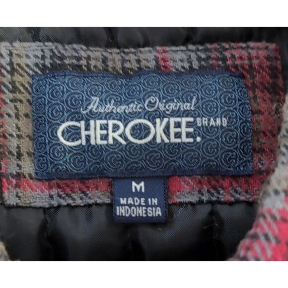 Cherokee Shirt Jacket Men's MEDIUM Quilted Lined Plaid Flannel Shacket w/Pockets - Picture 3 of 16